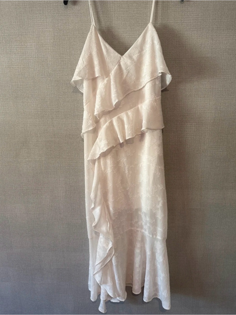 wild fable Cream Ruffle Maxi Slip Dress